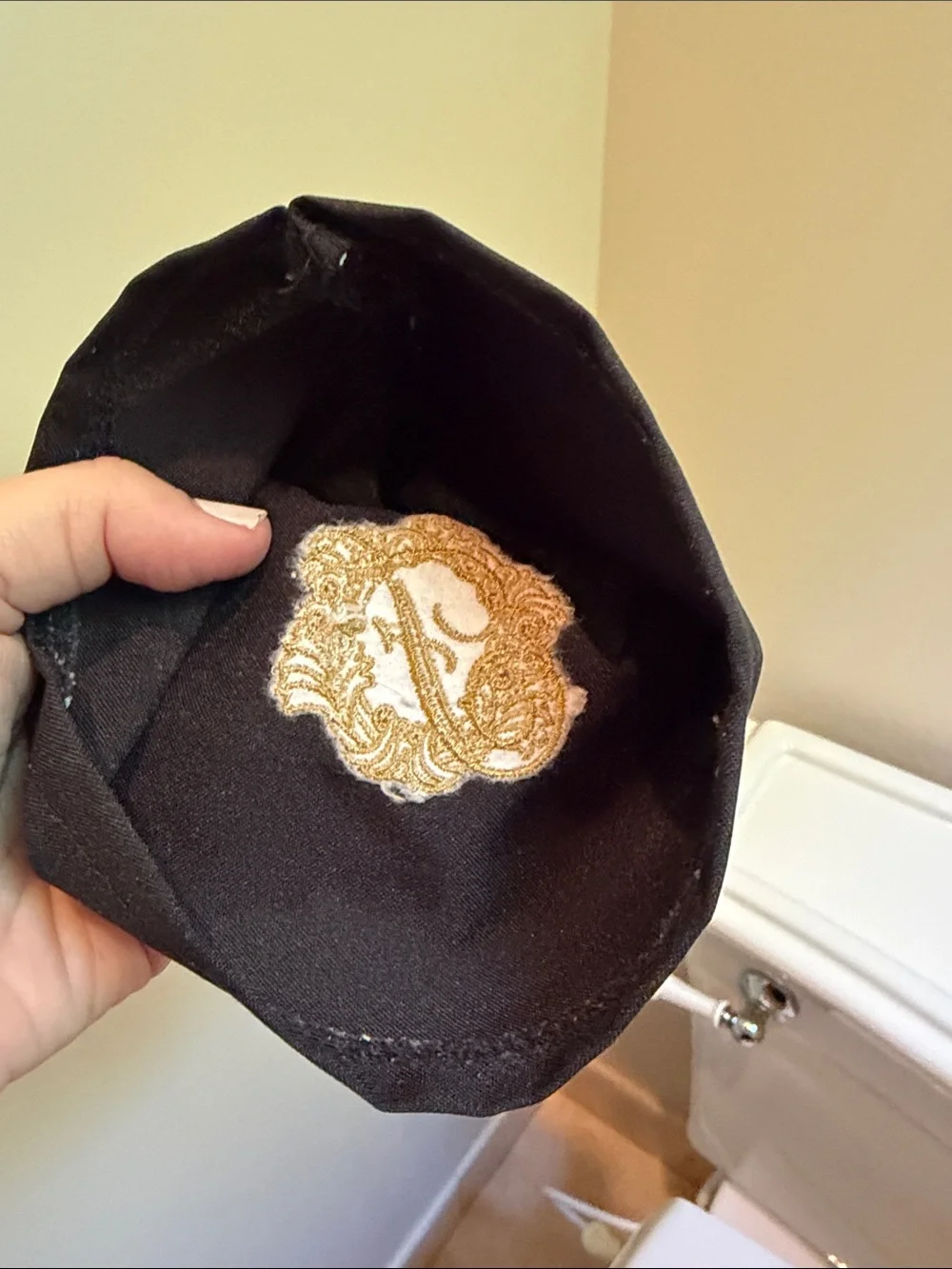 Toilet paper cover Black Drawstring Pouch with Gold “F” Monogram